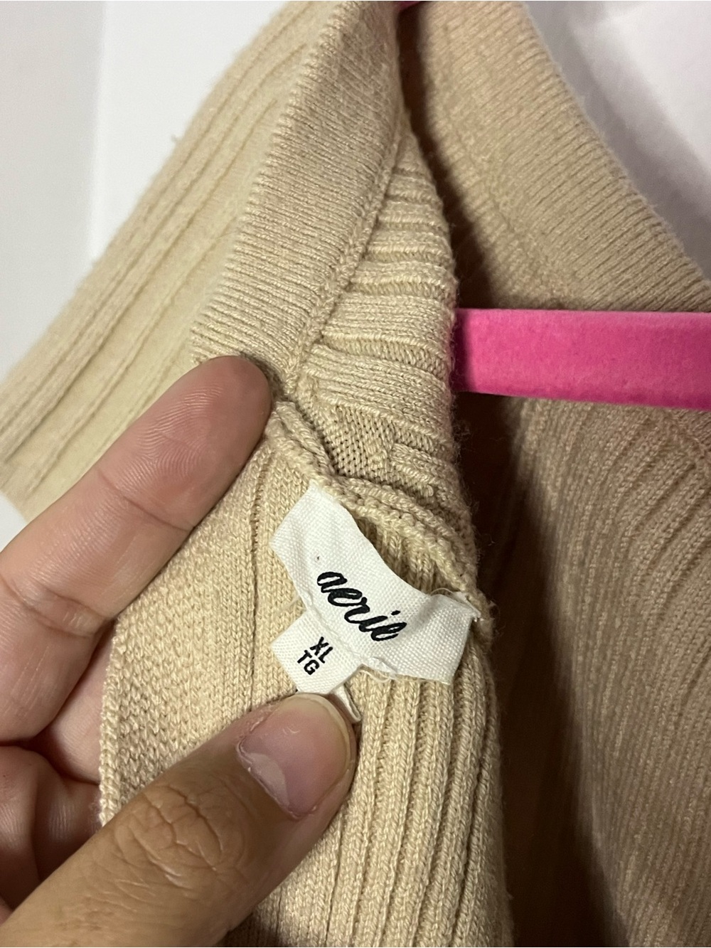 Aerie Reversible Ribbed Sweater Crop Top in Tan Size XL - Picture 5 of 6